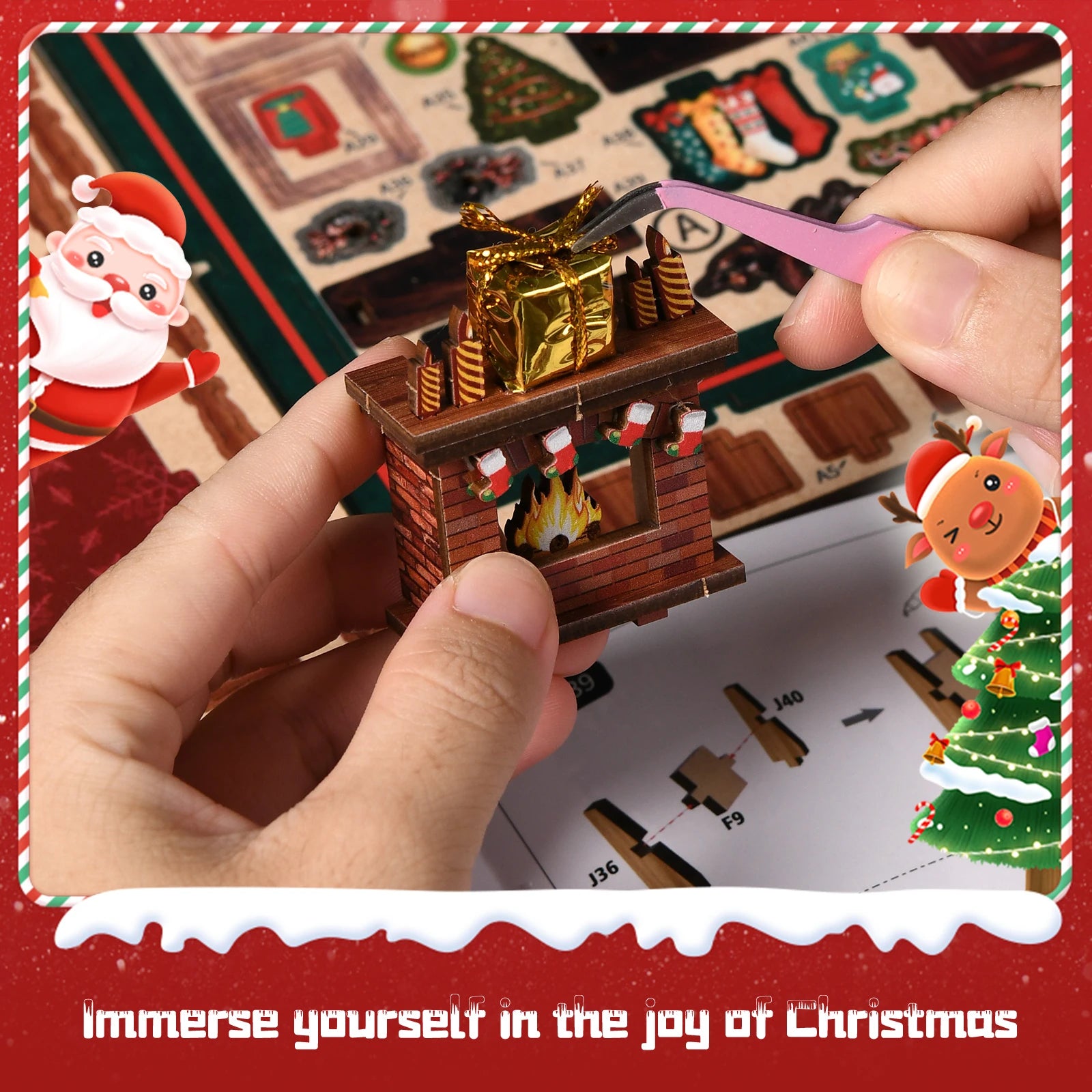 Christmas Shop Music Box fireplace assembly